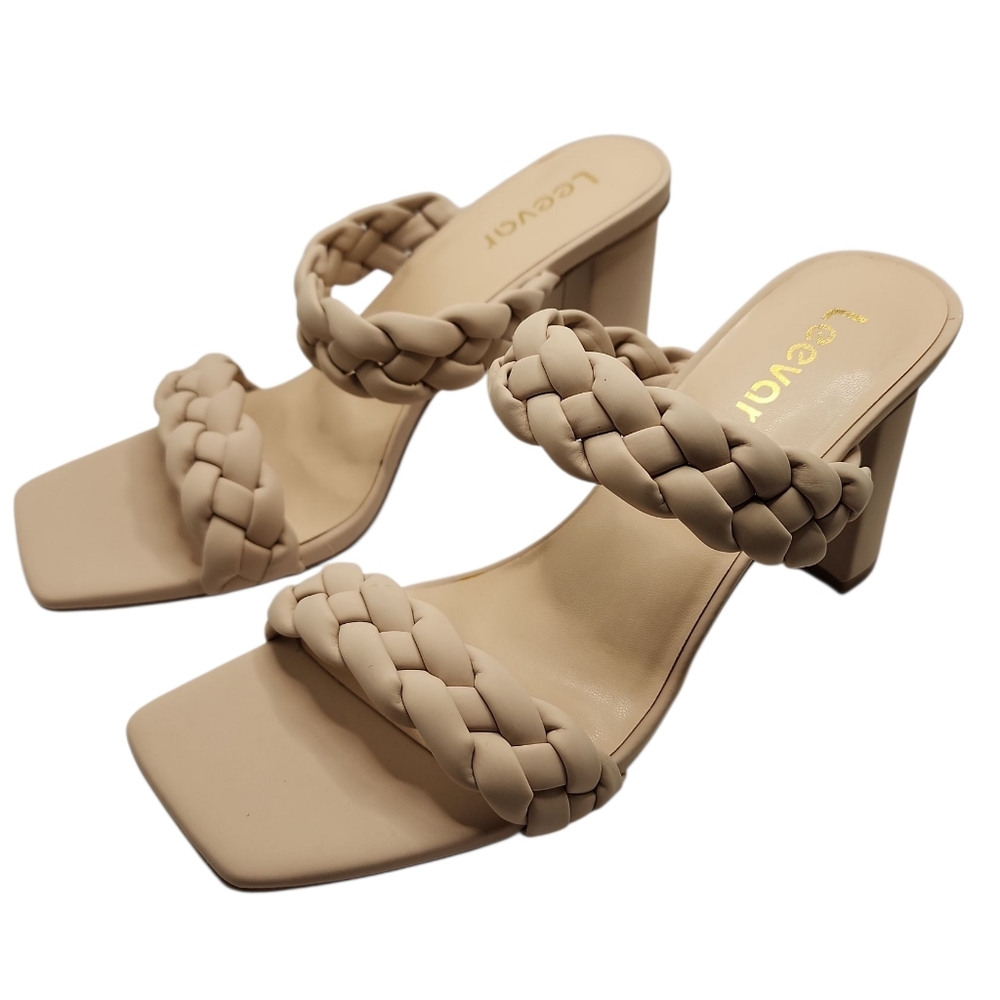 Leevar Braided Cream‎ Heeled Sandal New Size 7.5